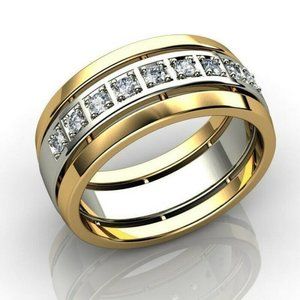 Beautiful 18k Yellow Gold 925 Silver Diamond Band